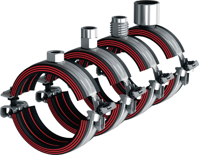 Abraçadeira de fecho rápido para tubagem MP-U-I (isolamento acústico) Abraçadeira galvanizada ultimate para tubagem com isolamento acústico interior e fecho rápido para máxima produtividade em aplicações de média exigência