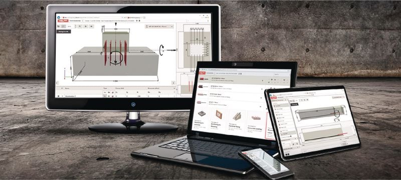 Software de design estrutural PROFIS Engineering Suite Software de engenharia estrutural para design de ancoragens com códigos e aprovações, cálculos do Método de Elementos Finitos Baseado em Componentes, e uma variedade de métodos de fixação Aplicações 1